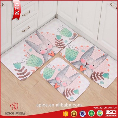 Modern design mat microfibre coral fleece printed rug with memory foam bathmat