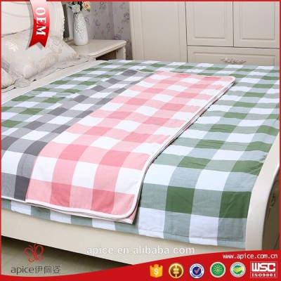 100% cottton 3 layers checker design bed cover bed sheets